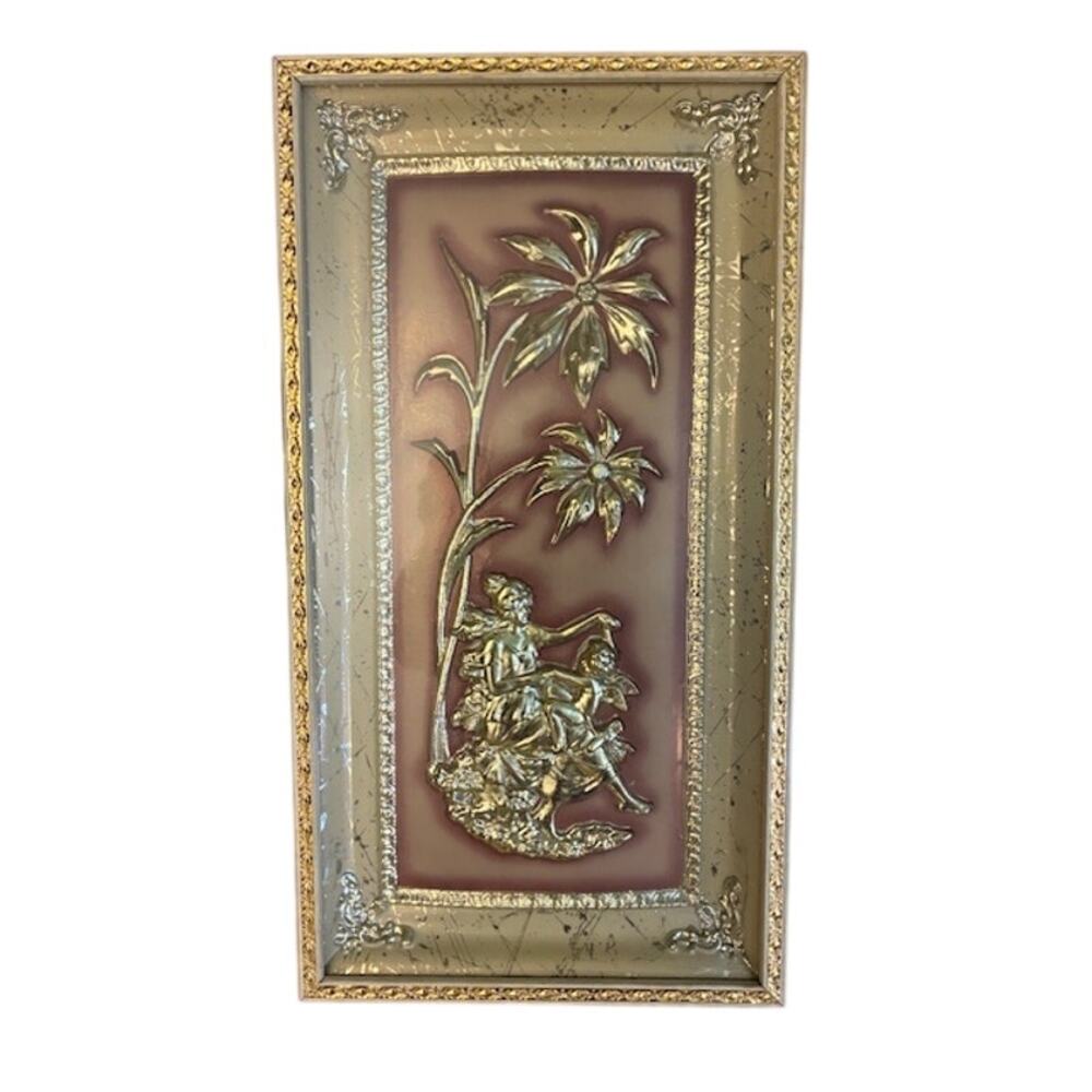 Vintage Mid Century FOUR SEASONS by METALCRAFT Floral Wall Art 15 x 8 Set of 4 - Picture 6 of 7